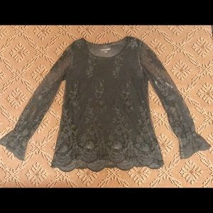 Women's L/Sleeve Lace Knit Top